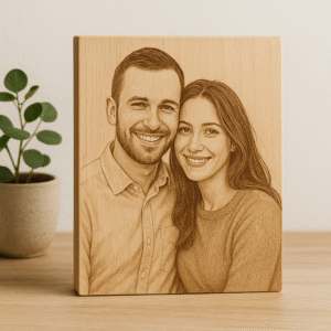 Retrato Personalizado Gravado a Laser em Madeira